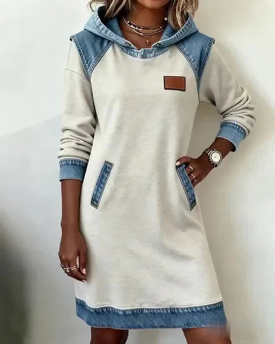 Lunariae – Casual Contrast Hoodie Dress – Clara & June Savannah