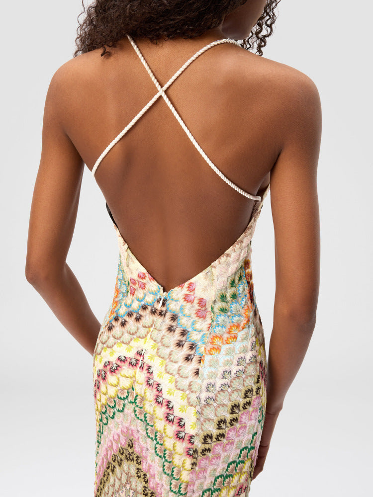 Mariana | Multicolor Knit V-Neck Maxi Dress