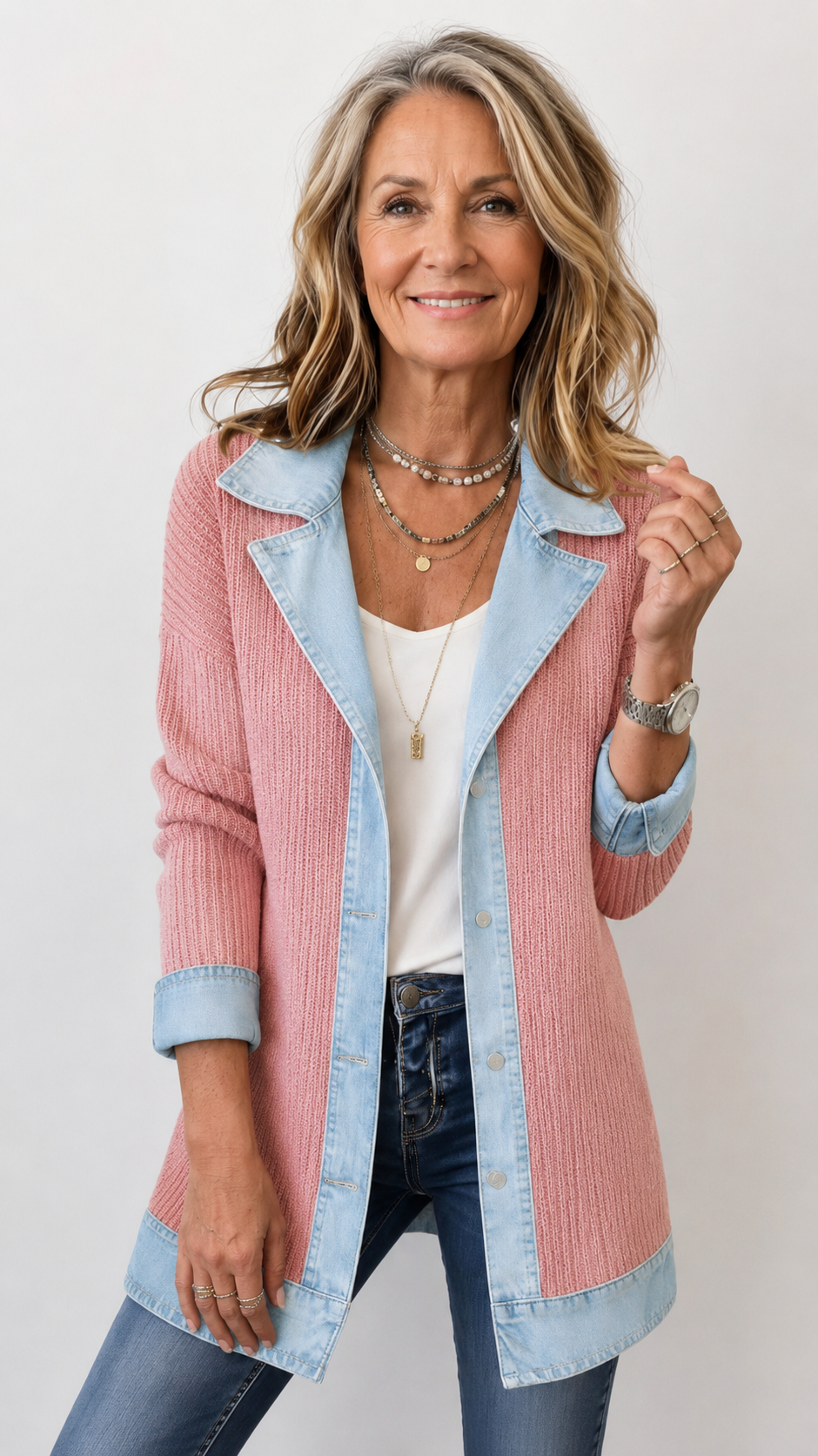 Miriam™ | Contrast-Trim Ribbed Knit Jacket
