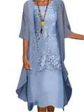 Caroline | Women Wedding Guest Dress Flowing Sheer Sleeve Midi Dress