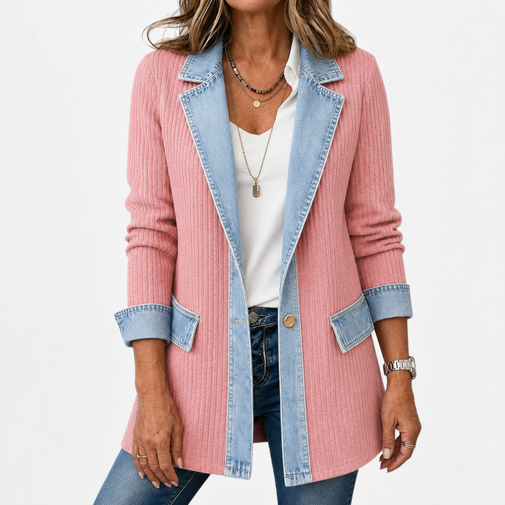 Miriam™ | Contrast-Trim Ribbed Knit Jacket