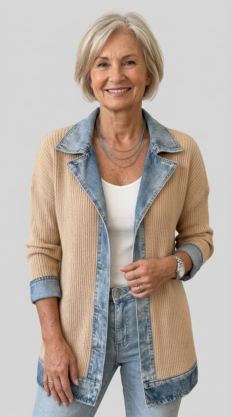 Miriam™ | Contrast-Trim Ribbed Knit Jacket