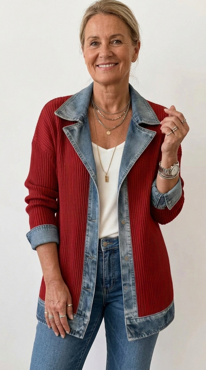 Miriam™ | Contrast-Trim Ribbed Knit Jacket