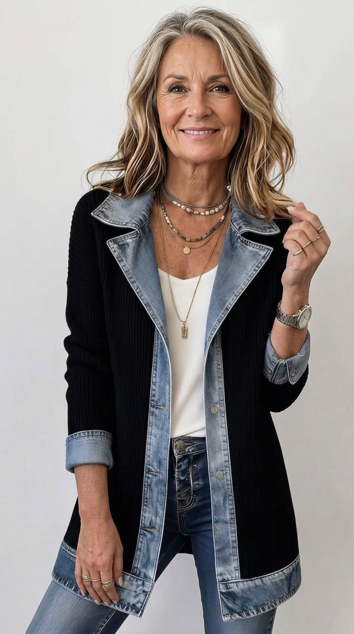 Miriam™ | Contrast-Trim Ribbed Knit Jacket