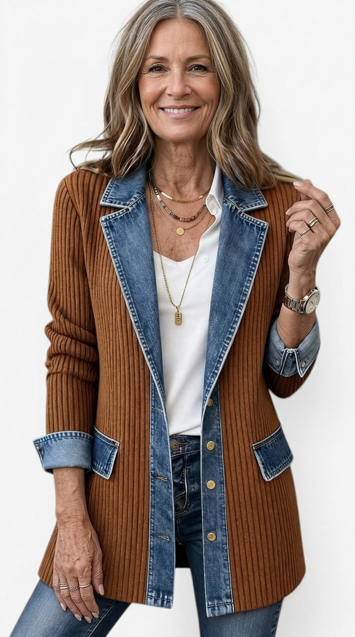 Miriam™ | Contrast-Trim Ribbed Knit Jacket
