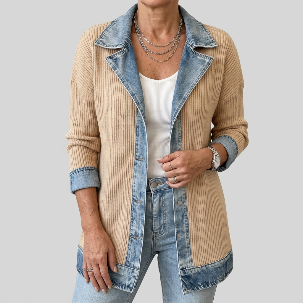 Miriam™ | Contrast-Trim Ribbed Knit Jacket