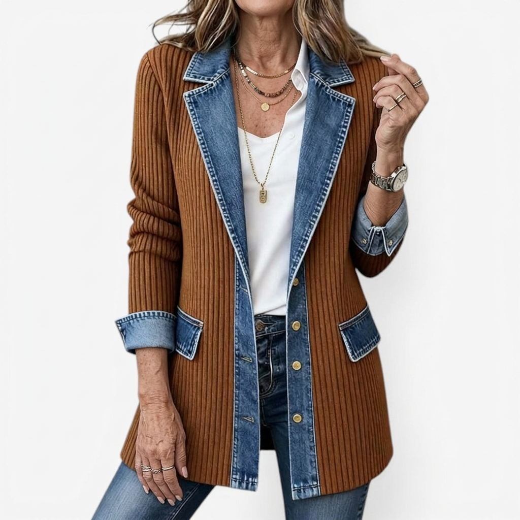 Miriam™ | Contrast-Trim Ribbed Knit Jacket