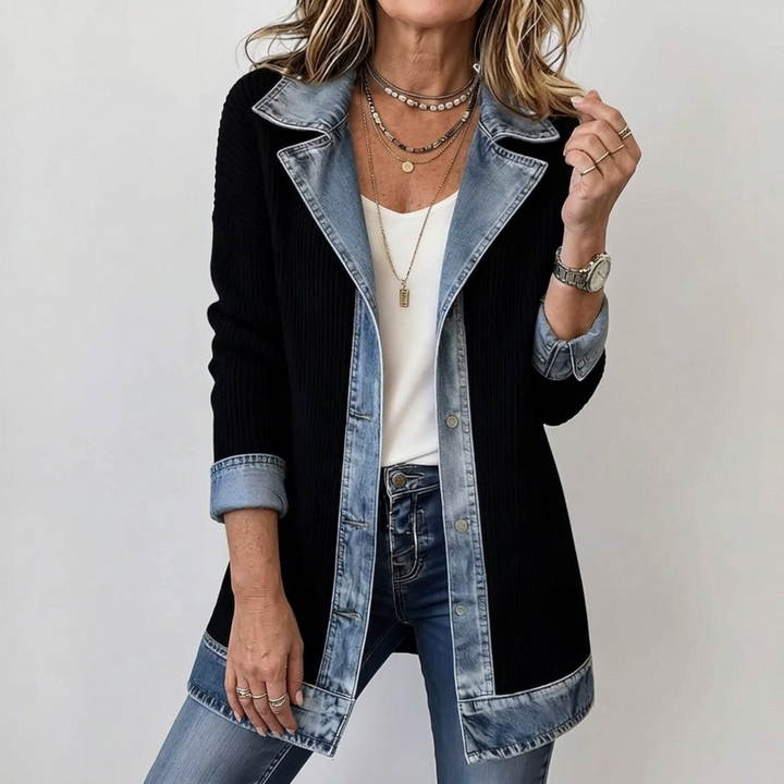 Miriam™ | Contrast-Trim Ribbed Knit Jacket