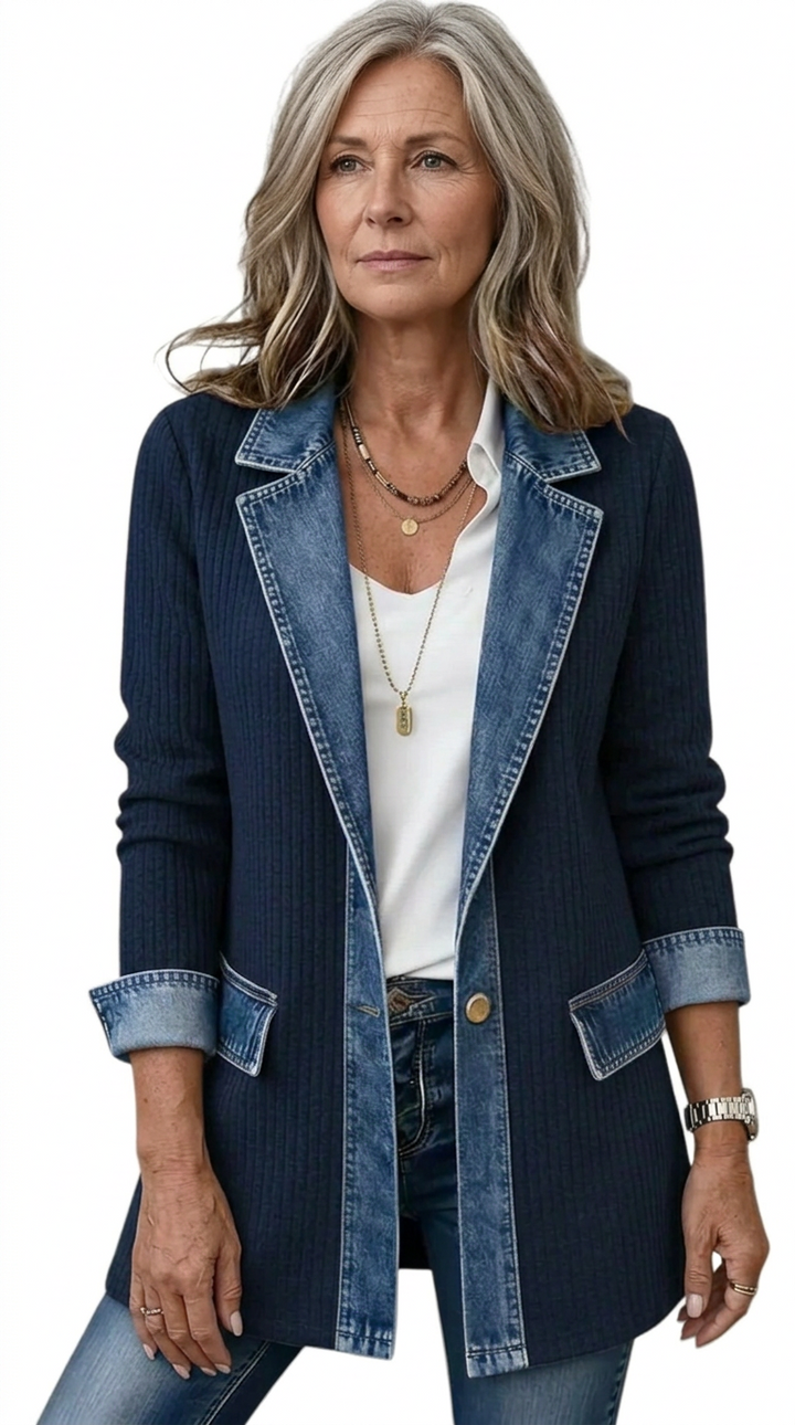 Miriam™ | Contrast-Trim Ribbed Knit Jacket