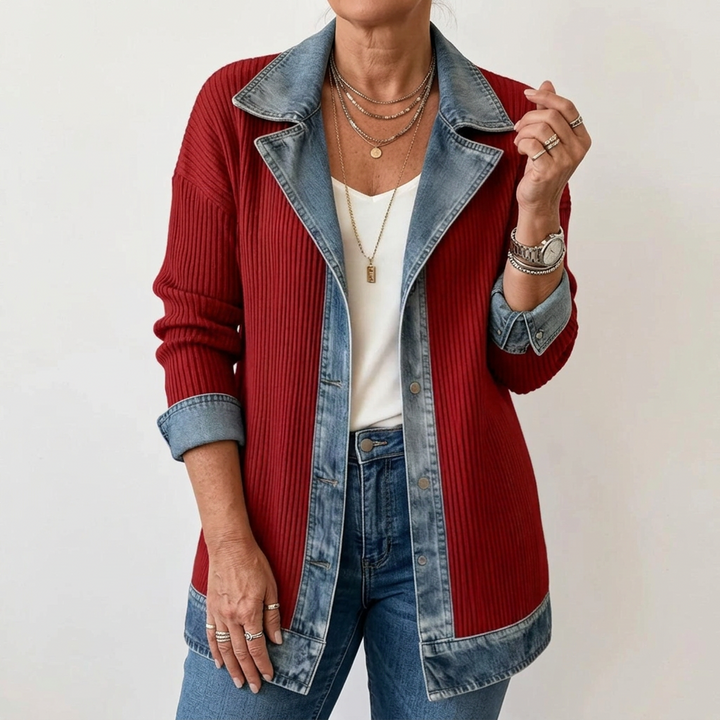 Miriam™ | Contrast-Trim Ribbed Knit Jacket