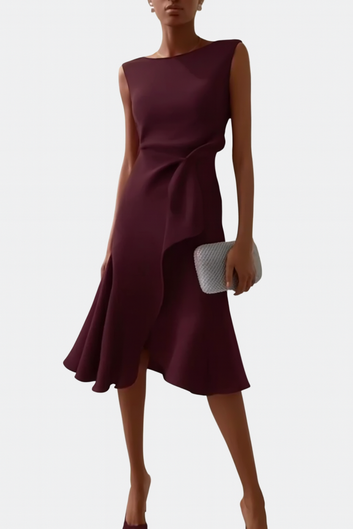 Eleanor | Women’s Draped Asymmetric Midi Dress