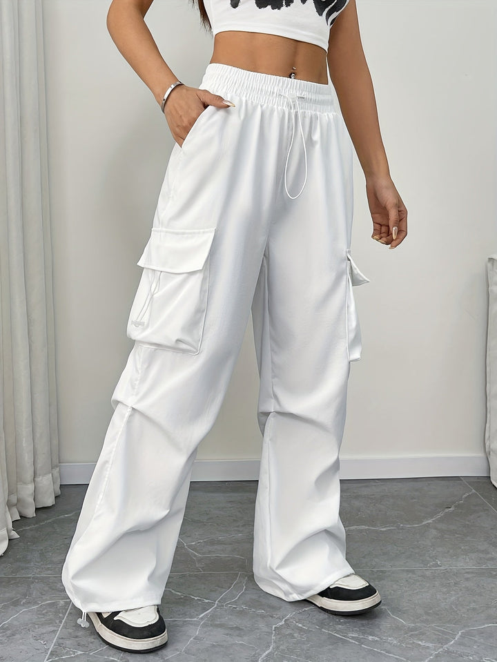 Chloe | Women's Wide Leg Cargo Pocket Drawstring Pants