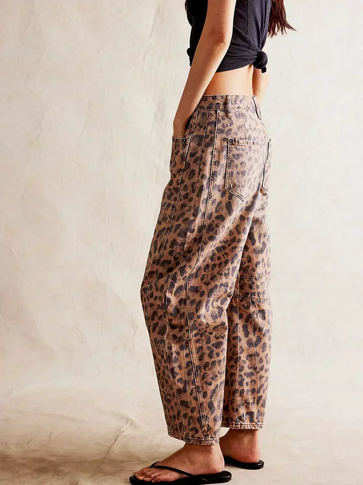 Olivia | Women’s Leopard Print Wide Leg Jeans